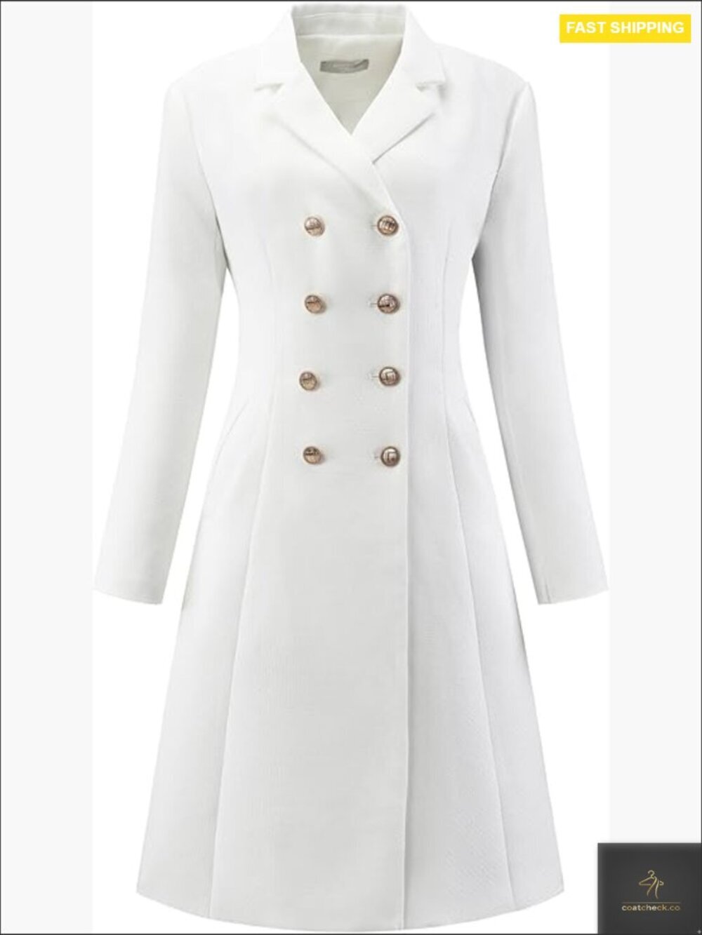 Tweed Blazer Dress Collared Double Breasted A-Line Formal Work Elegant